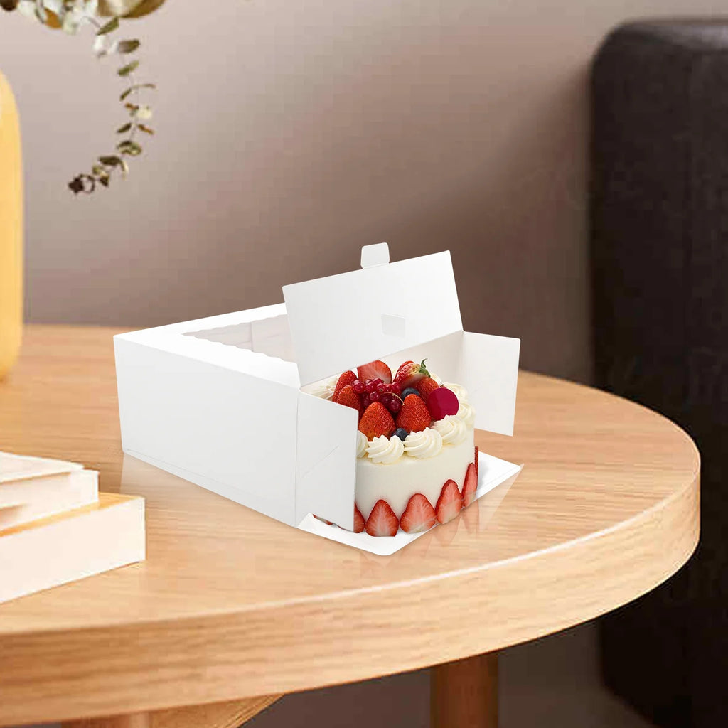 Cake Box with Window 24 PCS, 10x10x5 Inches White Bakery Boxes X60087