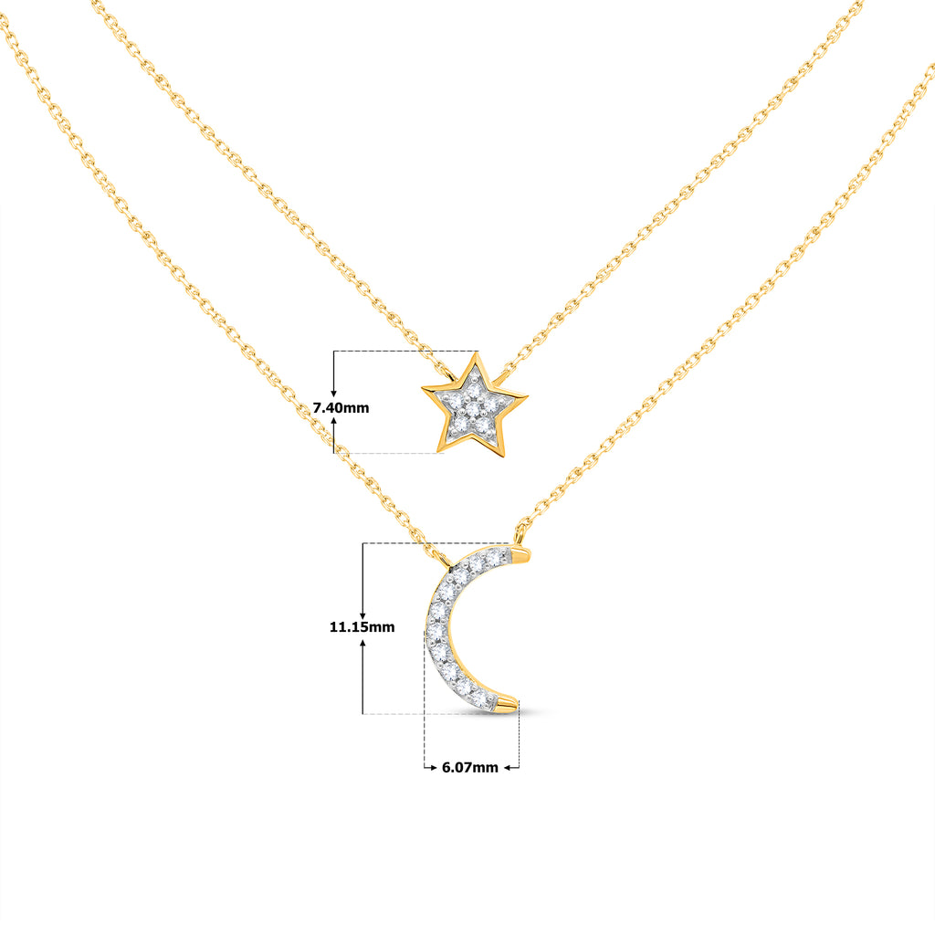 Round Cut Natural Diamond Necklace in 18K Yellow Gold over Silver T4911
