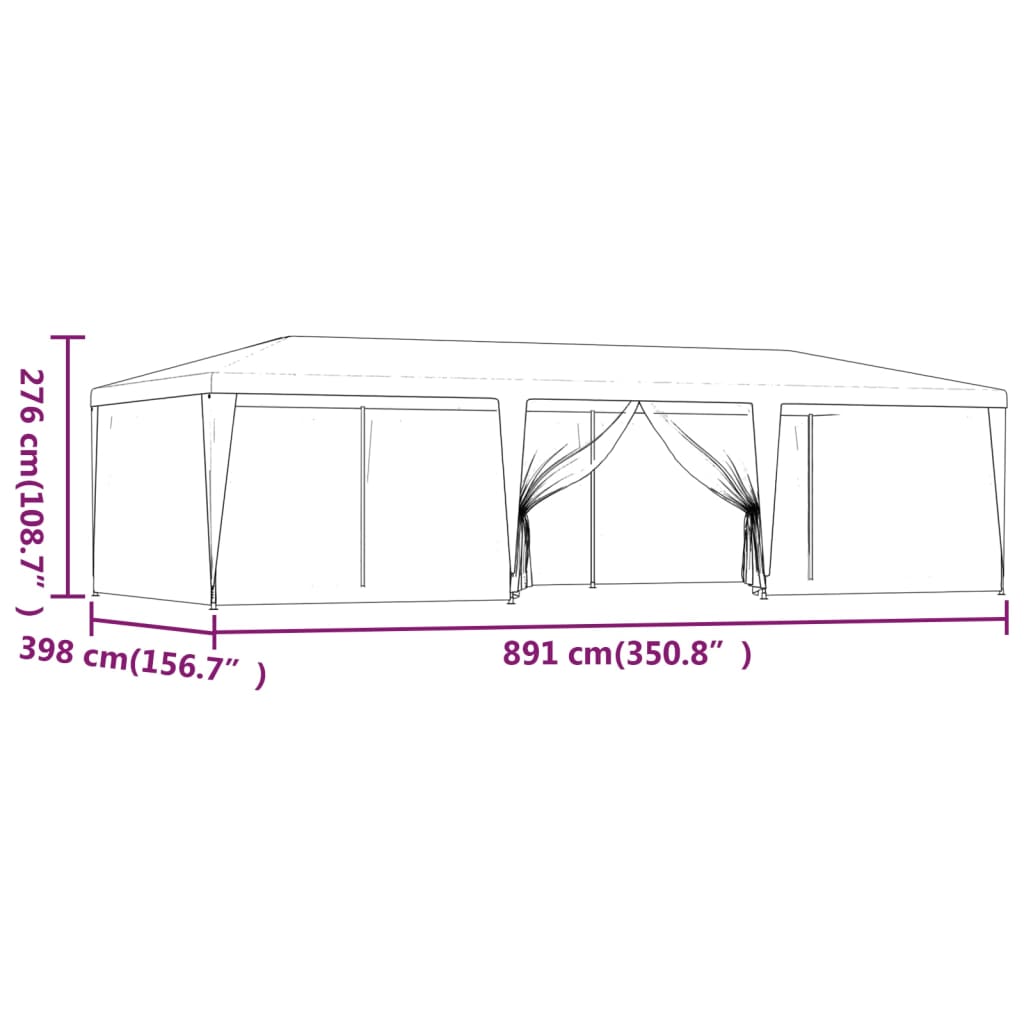 Party Tent with 8 Mesh Sidewalls Blue 29.5'x13.1' HDPE M6244