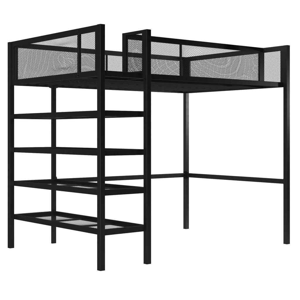 Black Metal Storage Loft with Bookcase L71397