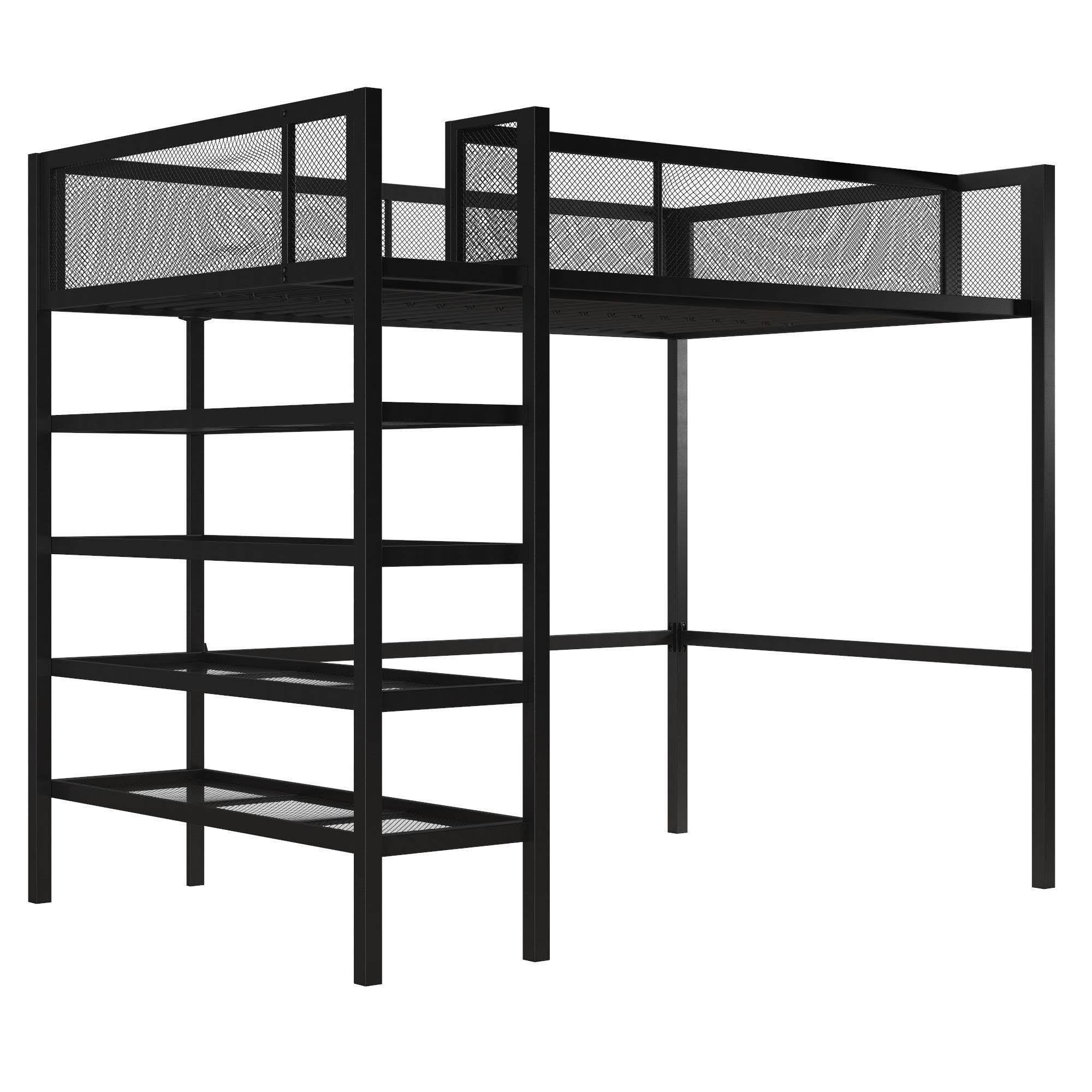 Black Metal Storage Loft with Bookcase L71397