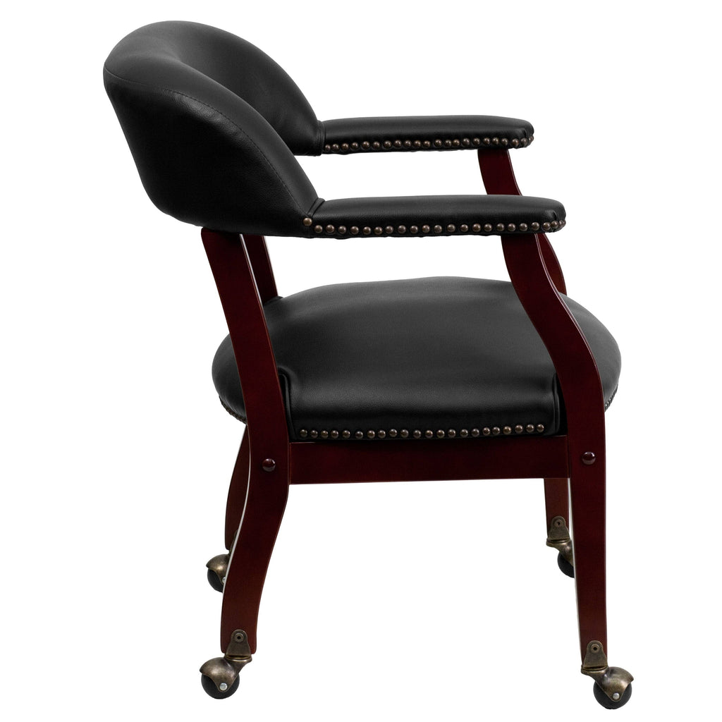 Black Vinyl Conference Chair with Casters E8118