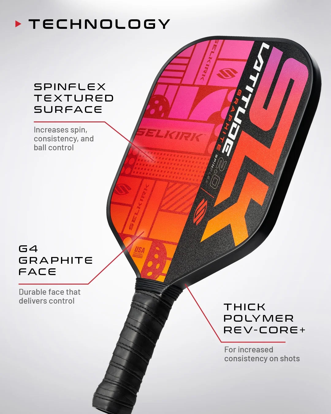 Orange Graphite Pickleball Paddle W591