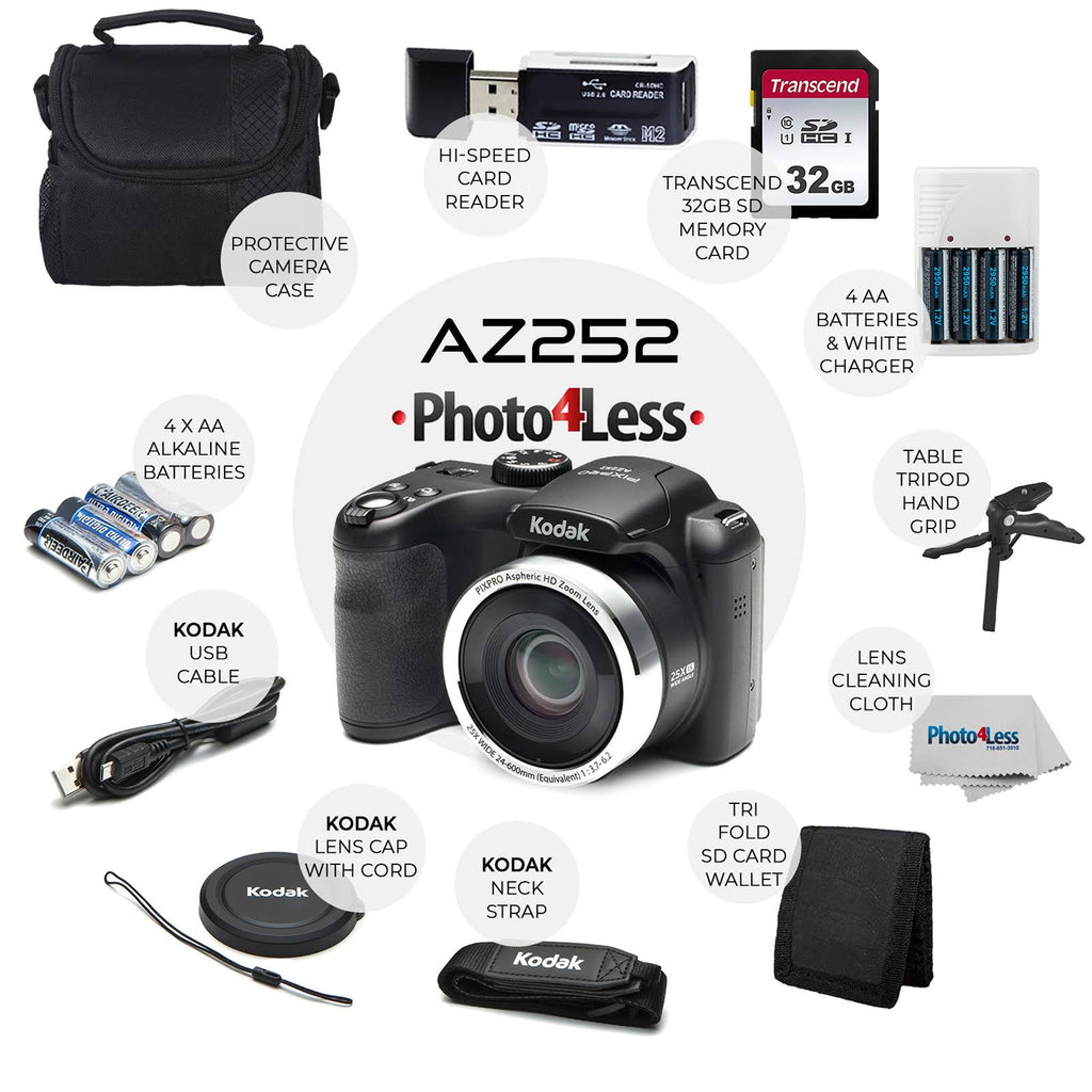 Black Digital Camera Kit with 32GB Memory Card S4886