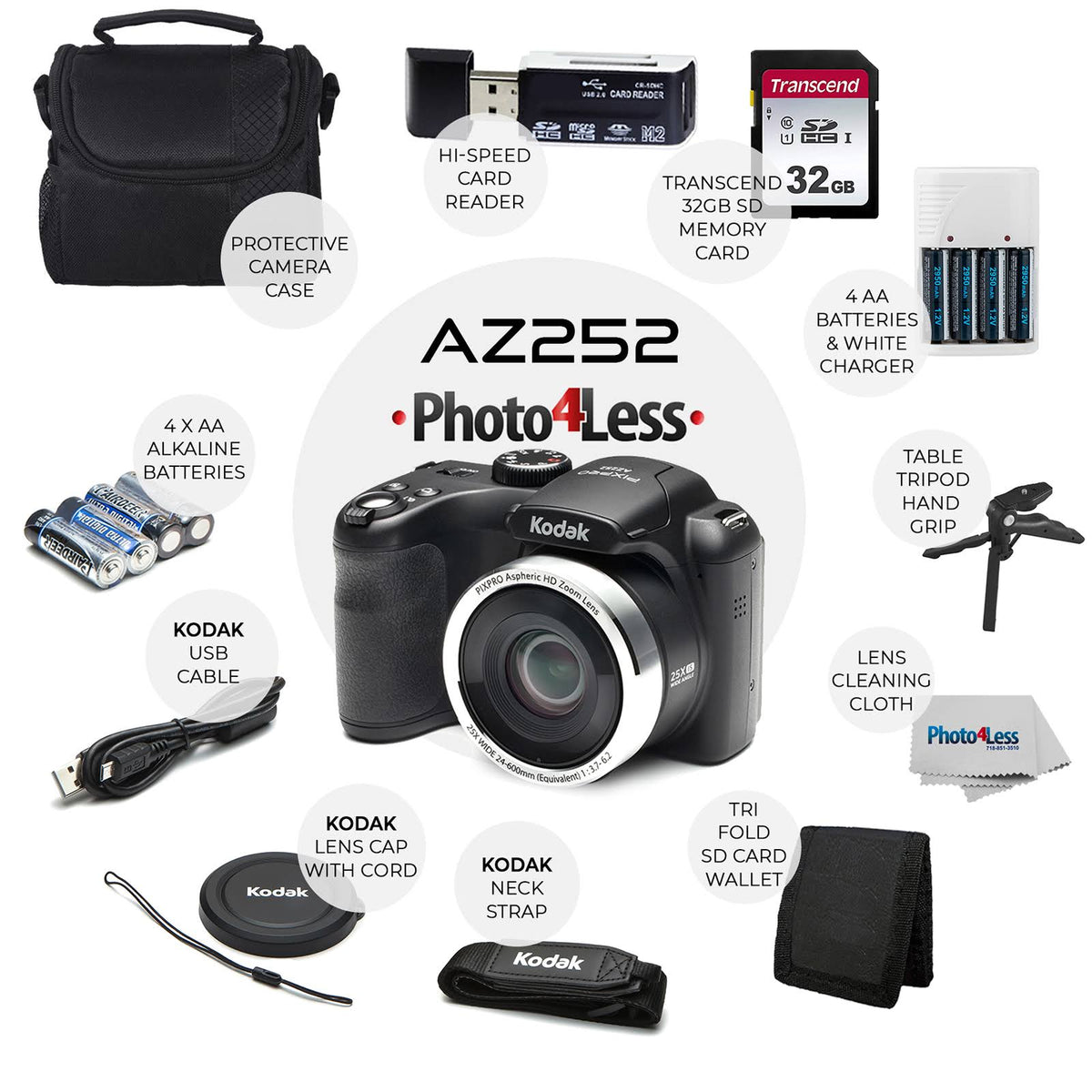 Black Digital Camera Kit with 32GB Memory Card S4886