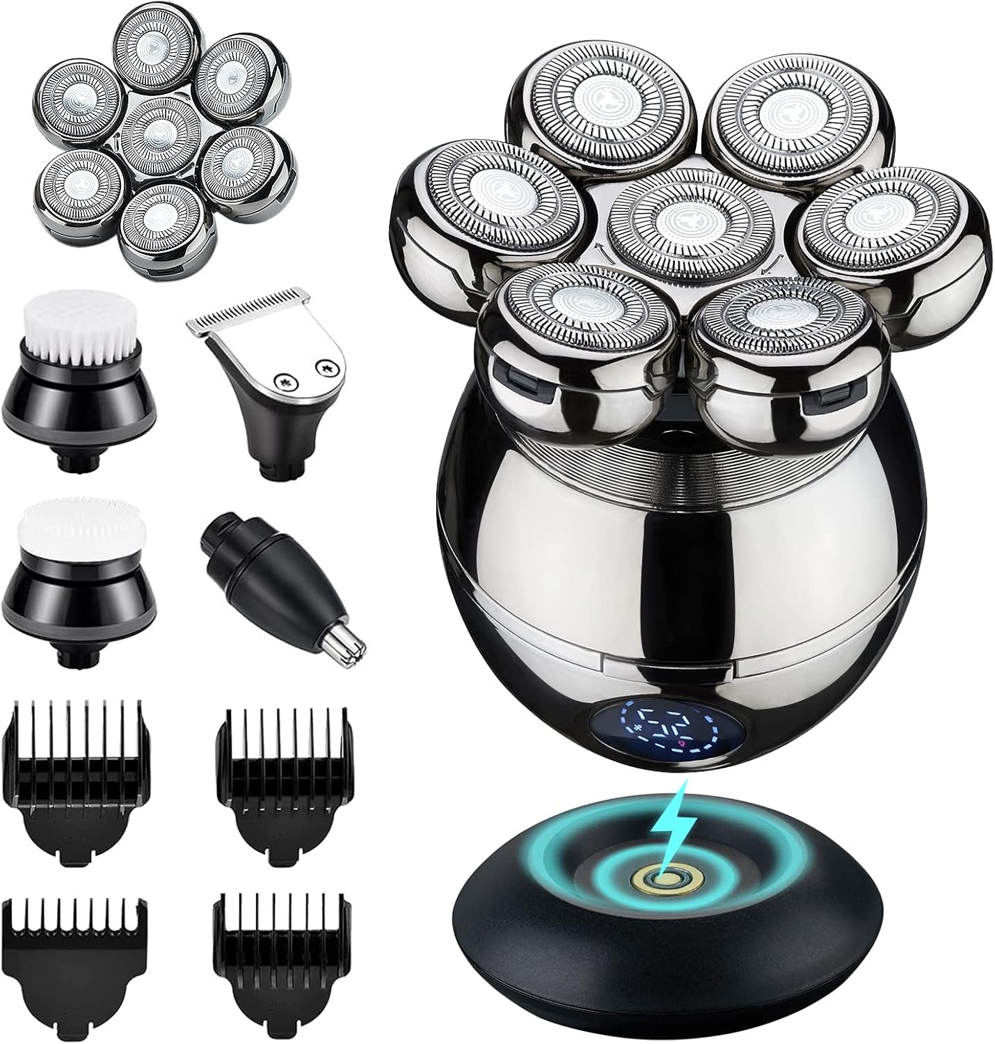 7D Electric Shaver with 2 Shavers, Waterproof Grooming Kit, Wireless Charging Pad Pack of 2 Q455562