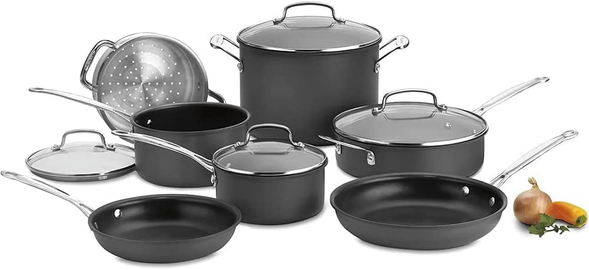 11-Piece Nonstick Hard-Anodized Cookware Set with 12 Piece Ceramic Coated Cutlery Set G6143