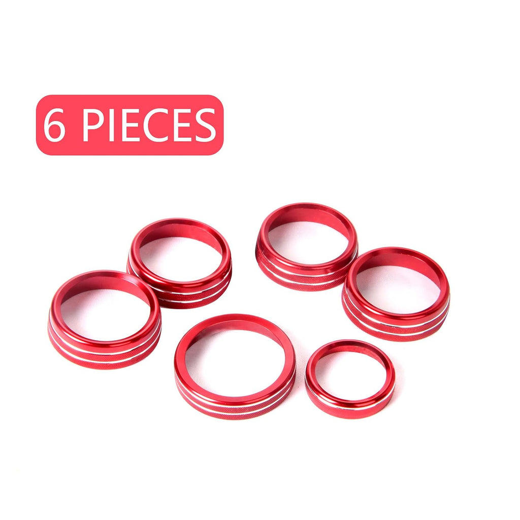 Red 6 Pcs Car Conditioning Control Knob Cover for Ford F150 XLT 2017-2020 L492