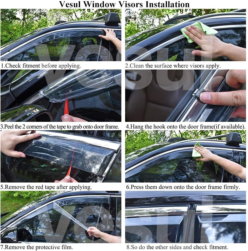 Compatible with Hyundai Tucson 2016-2021 Window Wind Deflector Rain Guard with 304 Stainless Steel Trim Pack of 2 H33847