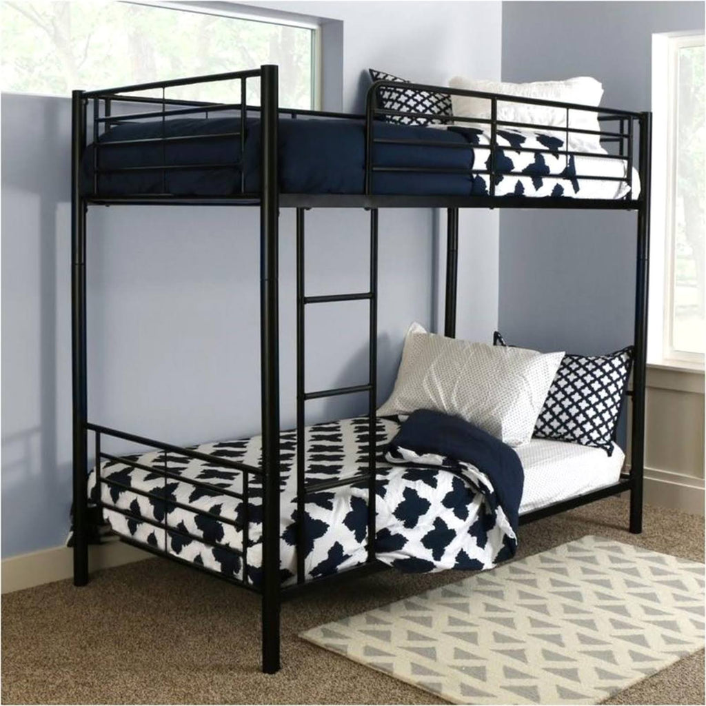 Twin Over Twin Metal Bunk Bed in Black N36329