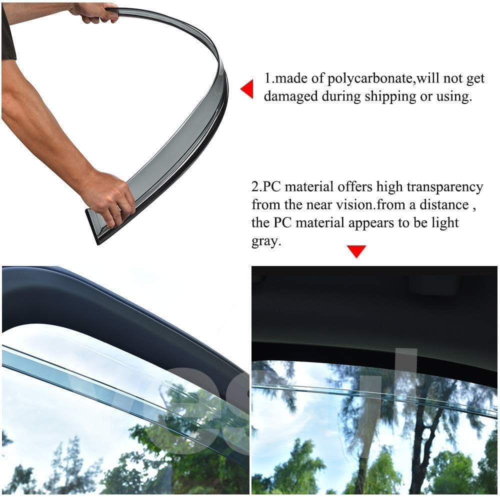 Compatible with Hyundai Tucson 2016-2021 Window Wind Deflector Rain Guard with 304 Stainless Steel Trim Pack of 2 H33847