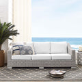 Light Gray White Wicker Rattan Patio Sofa V811065