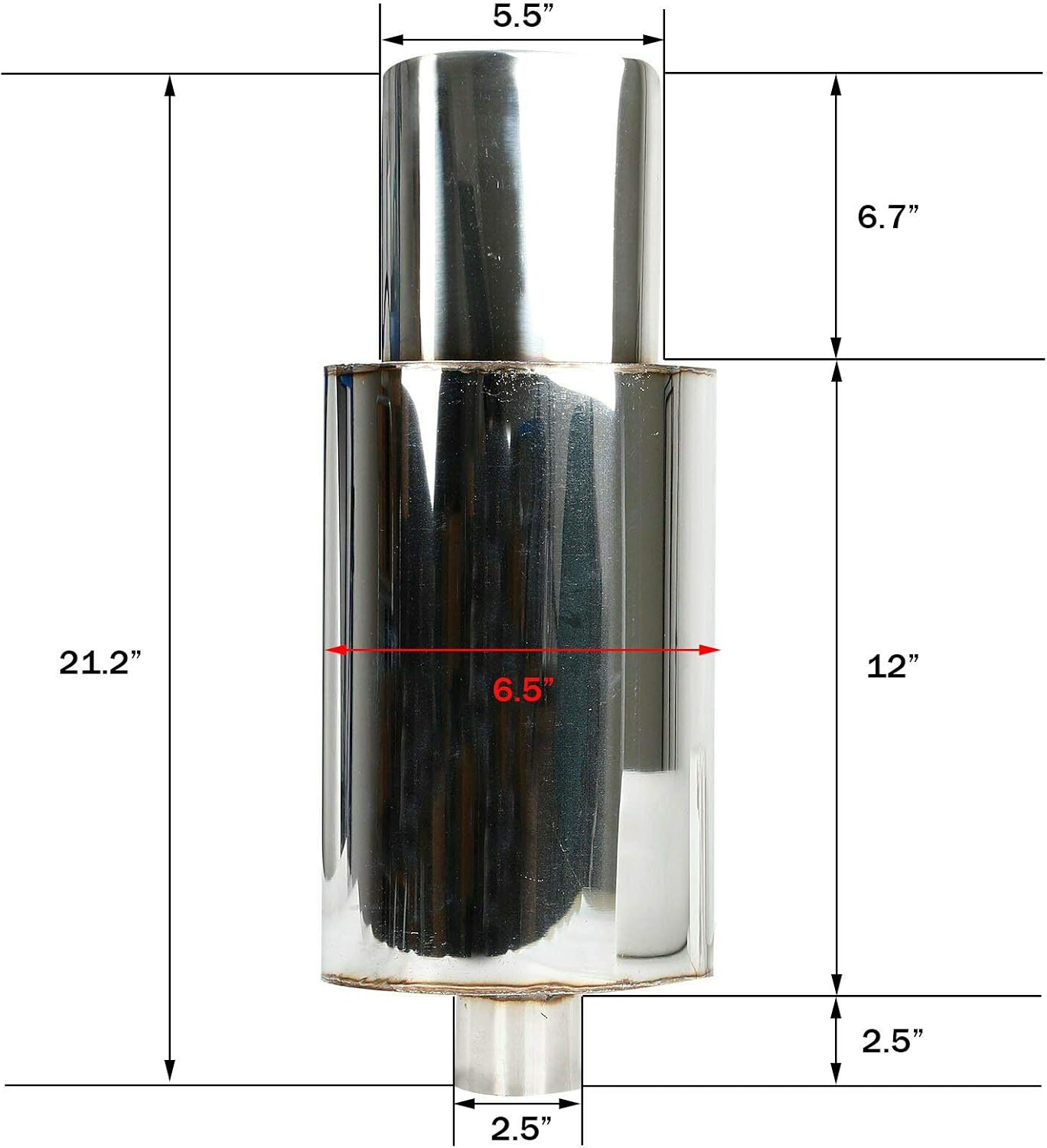 2.5 Inch T304 Stainless Steel Exhaust Muffler Oval Tip Pack of 2 V23632