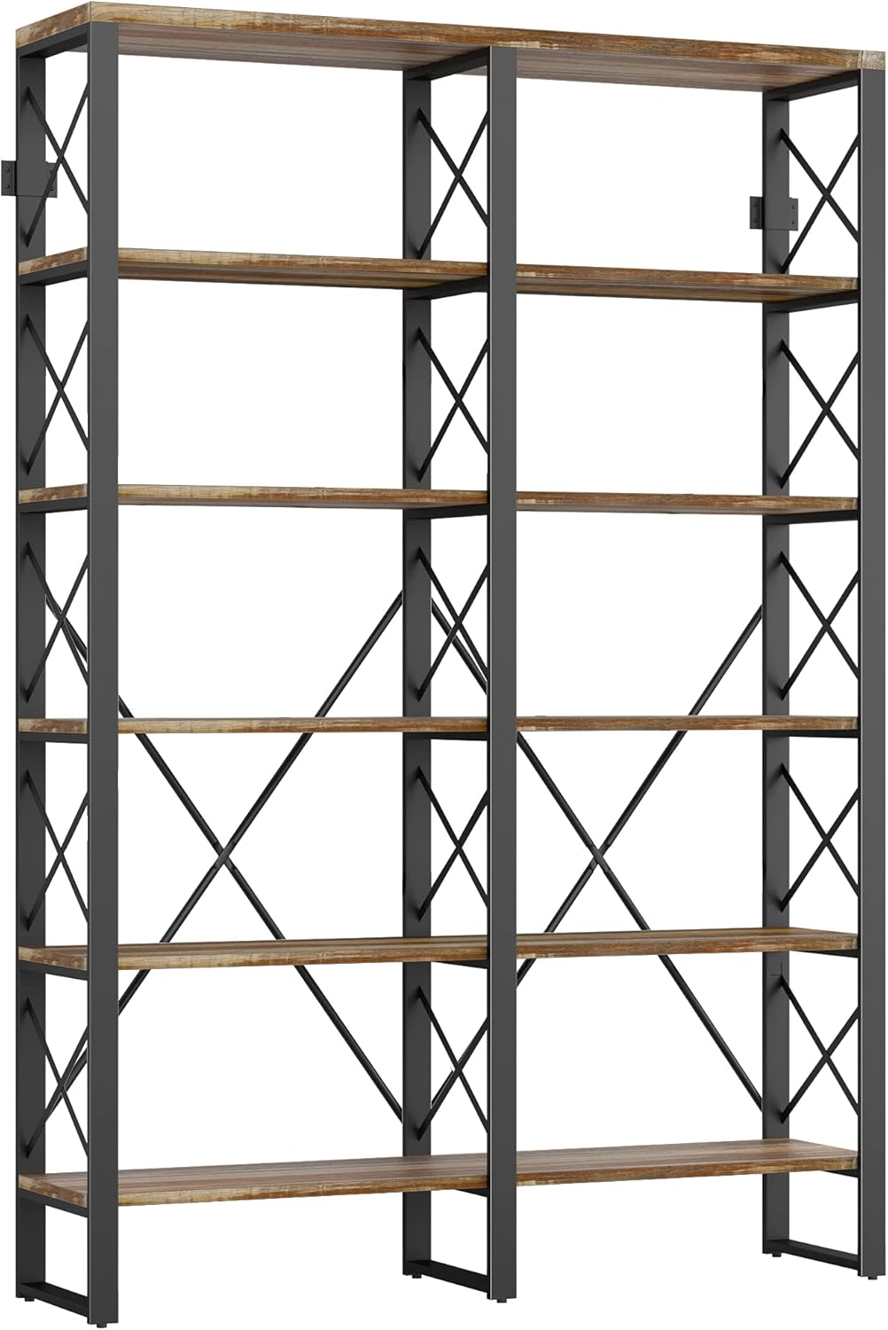 6-Tier Open Wood and Metal Bookshelf S7619