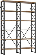 6-Tier Open Wood and Metal Bookshelf S7619