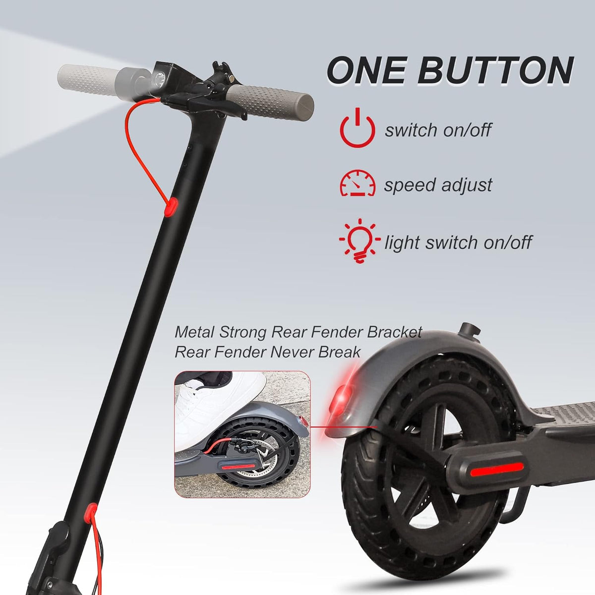 Electric Scooter, 350W Motor, 18 Miles Range, 8.5" Solid Tires O109