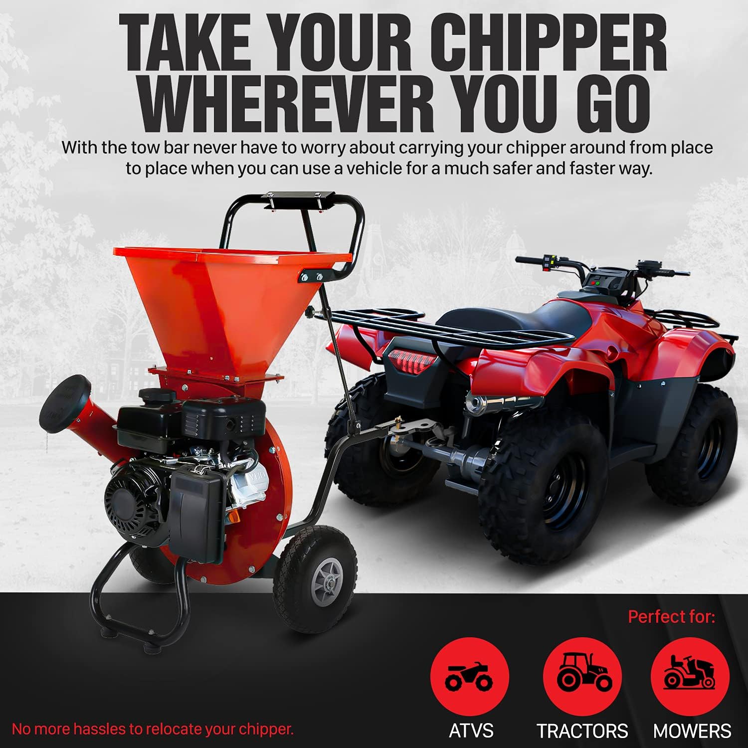 Universal Wood Chipper Shredder Mulcher Tow Bar Kit Heavy Duty Adjustable Accessory I2356