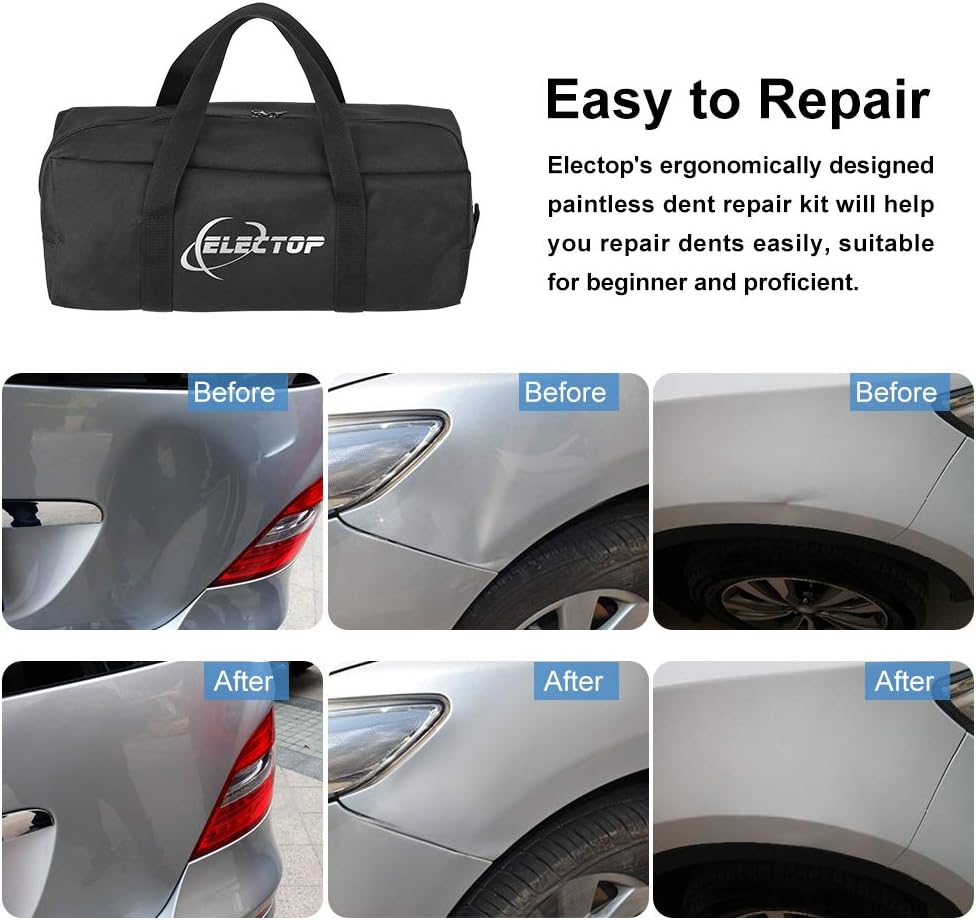 53pcs Dent Puller Paintless Dent Repair Tools Kit with Golden Dent Lifter Glue Sticks Tabs Slide Hammer L371953