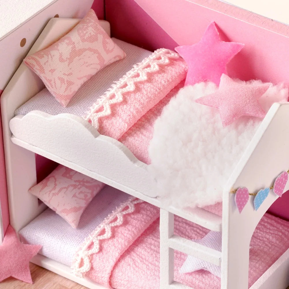 Pink Wooden Dollhouse Kit H2505