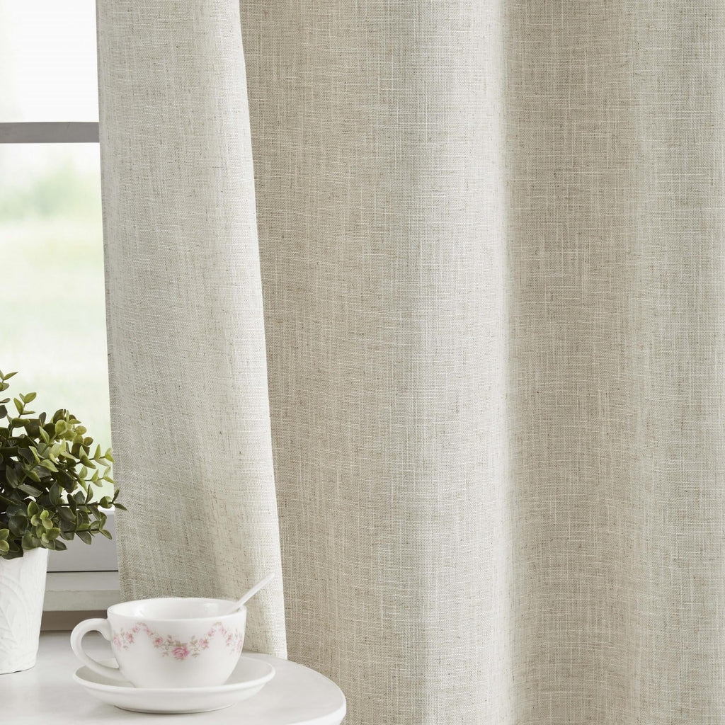 Beige Semi Sheer Linen Curtains 2 Panels 40''x84'' S5219