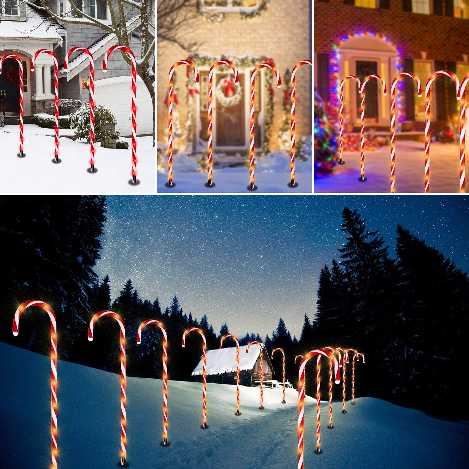 Set of 10 Outdoor Candy Cane Pathway Lights F44855
