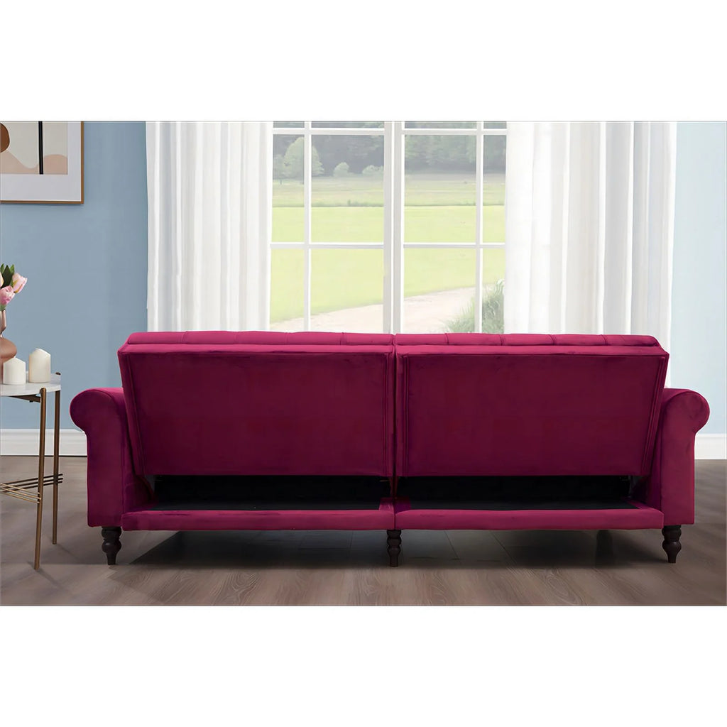 Wine Red Velvet Sofa Bed Sleeper Z326967