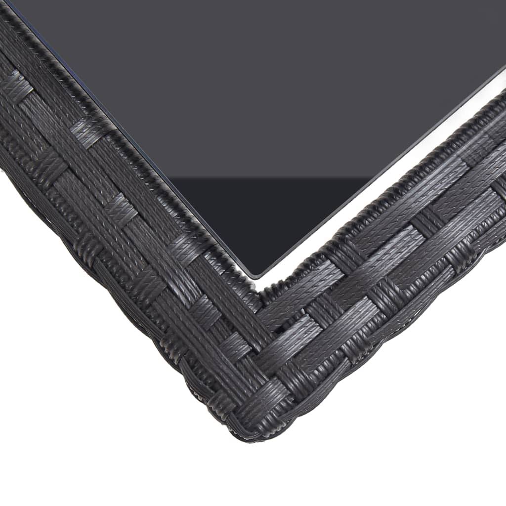 Anthracite Poly Rattan and Solid Acacia Wood Garden Table U705