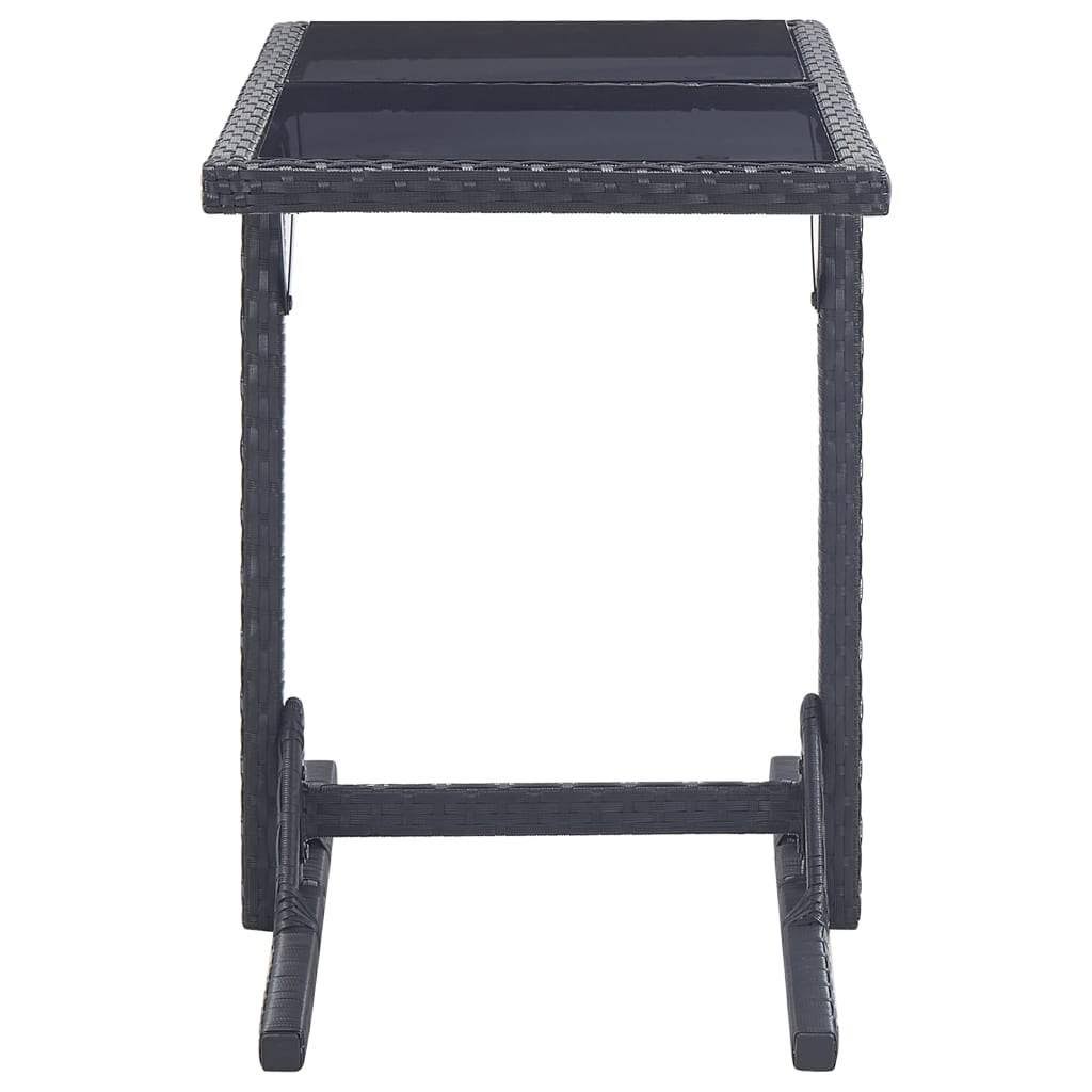Anthracite Poly Rattan and Solid Acacia Wood Garden Table U705