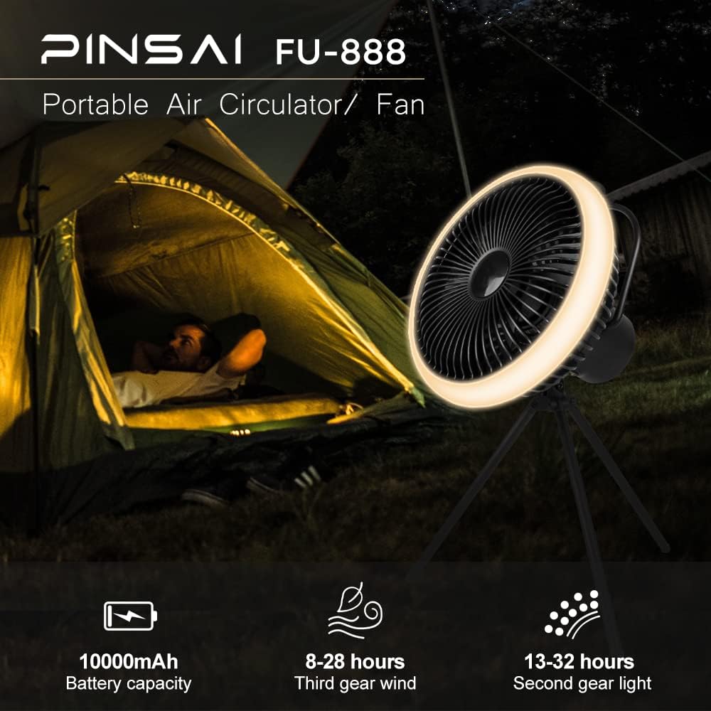 Camping Fan with LED Lantern, USB Desk Fan, Pack of 2 P863765