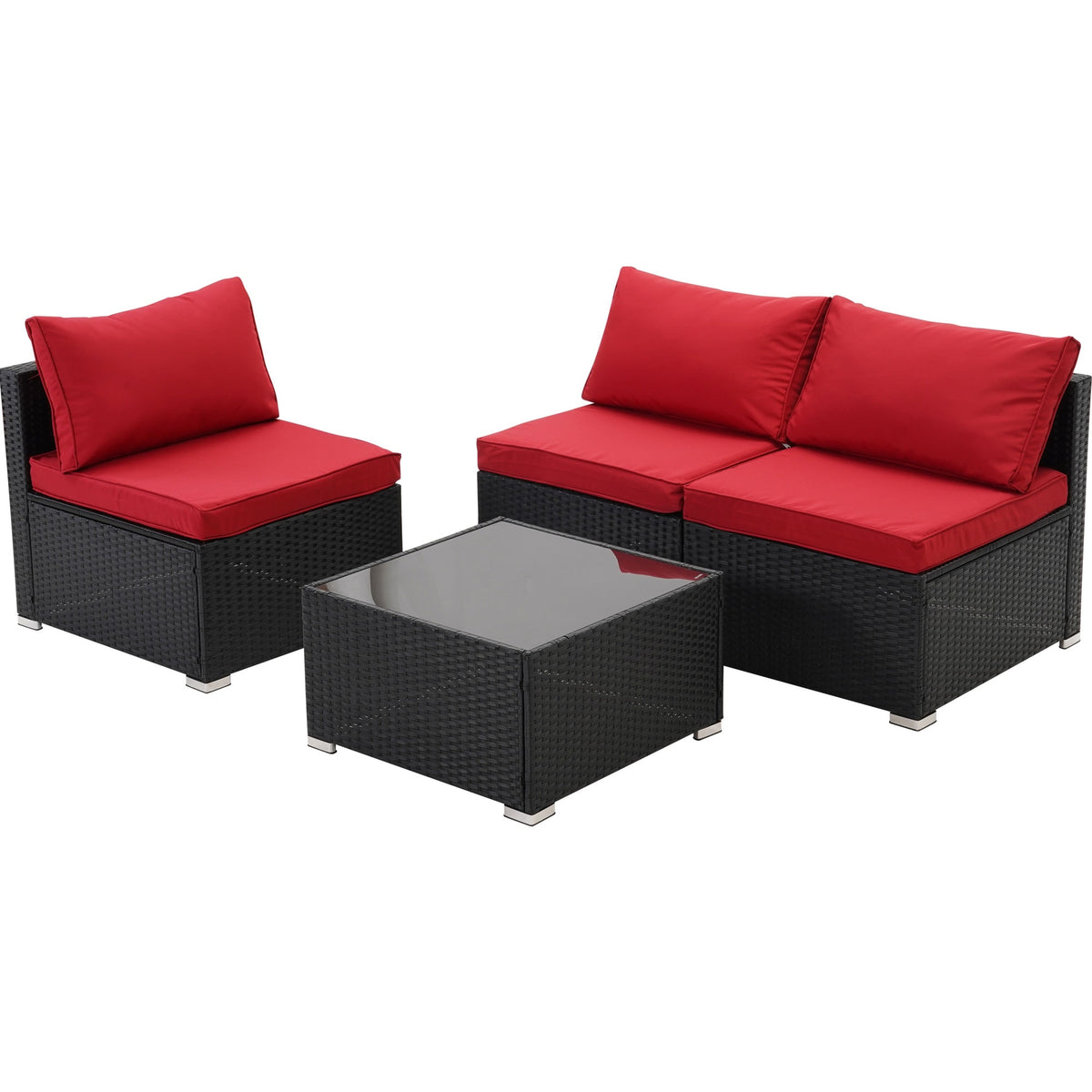 Blue Rattan Patio Sofa Sectional Set W939