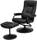 Black PU Leather Swivel Recliner Chair with Footrest Ottoman Set Z4855
