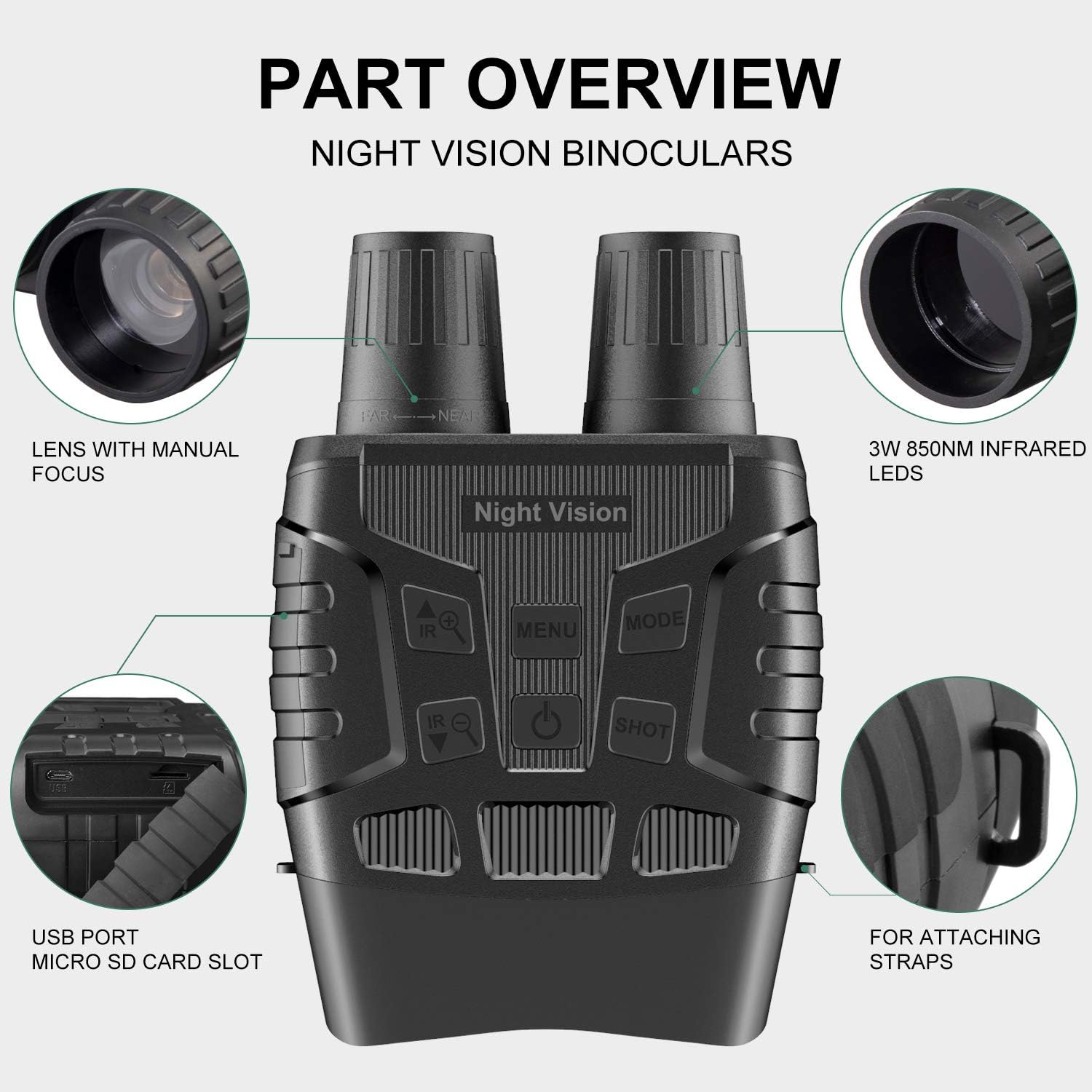 Digital Infrared Night Vision Binoculars with 32G Memory Card L896